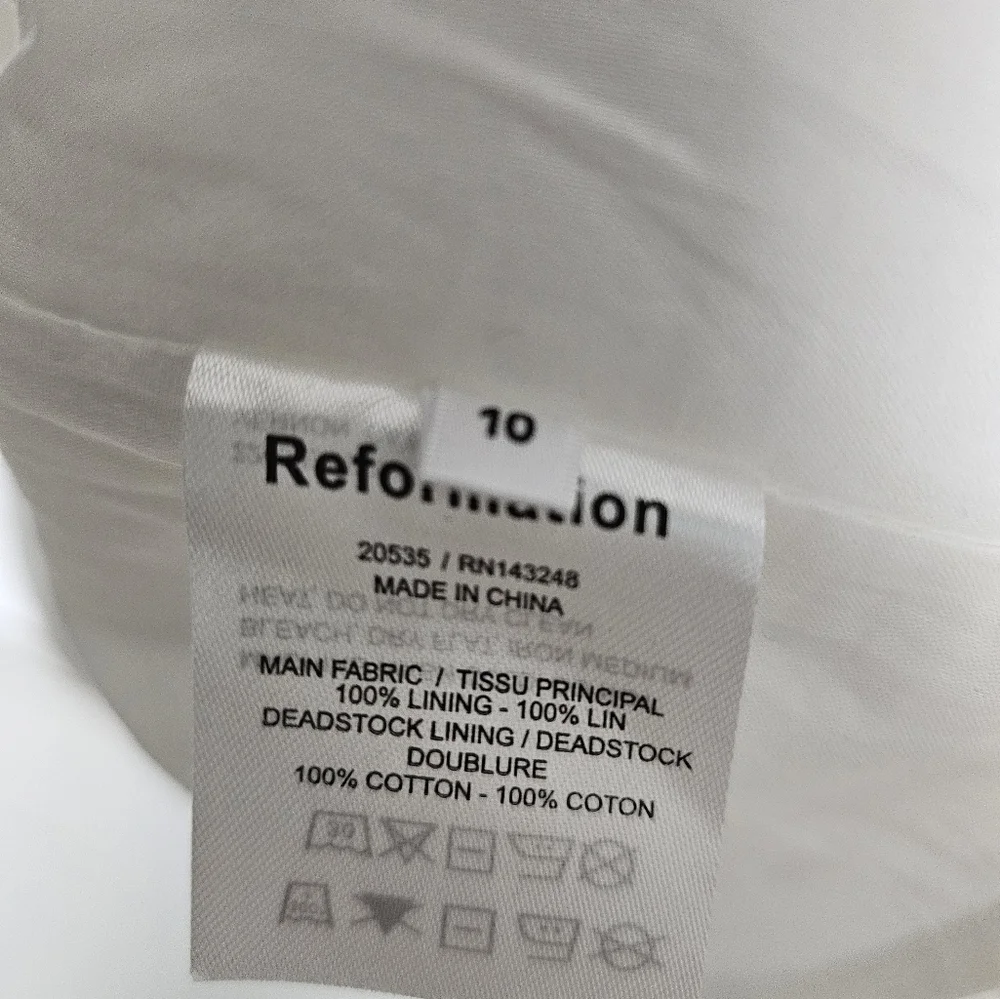 Reformation Kathryn Dress Mini White Linen New With Tag Size 10 - Picture 4 of 5